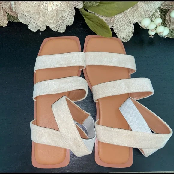 Beige Suede Sandals - Picture 4 of 8